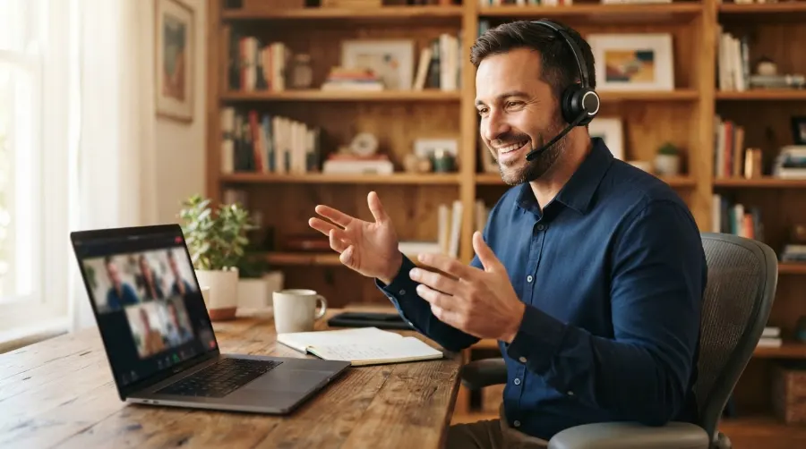 Échange en visioconférence avec un client