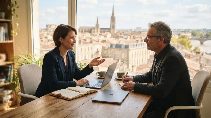 Agence SEO à Bordeaux ou consultant freelance : réunion avec une dirigeante