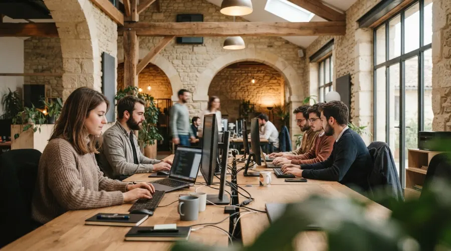 Équipe d'une agence digitale au travail