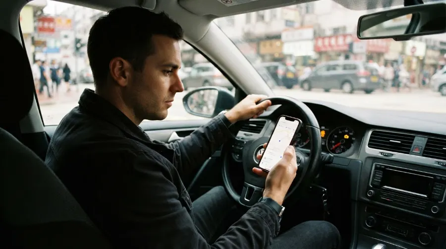 Automobiliste cherchant un garage près de chez lui sur Google