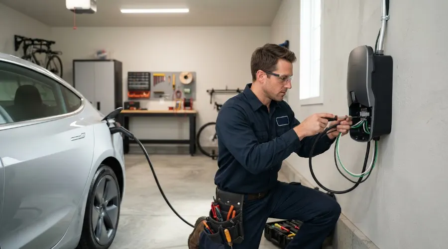 Installation d'une borne de recharge par un électricien