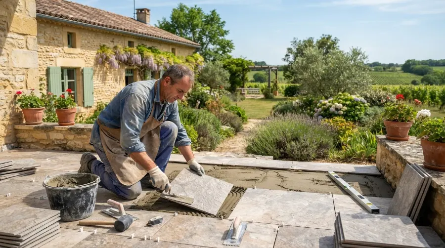 Pose de carrelage de terrasse en Gironde