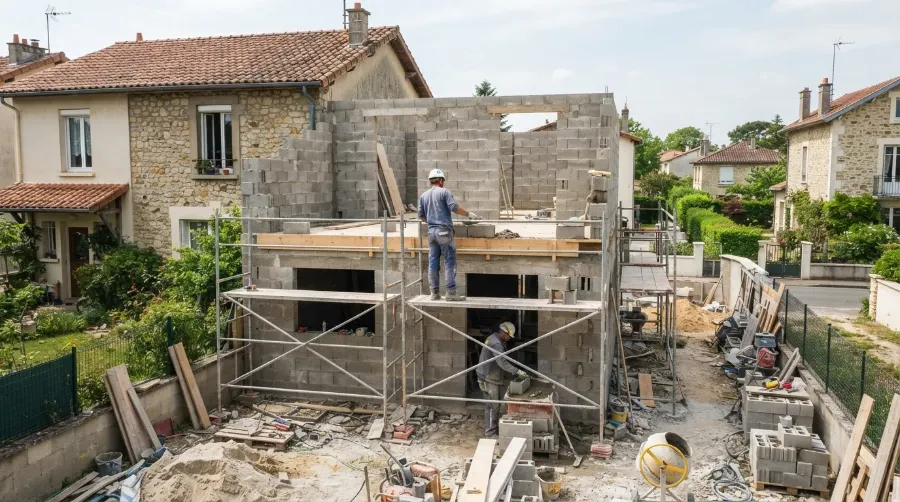 Chantier de maçonnerie en Gironde