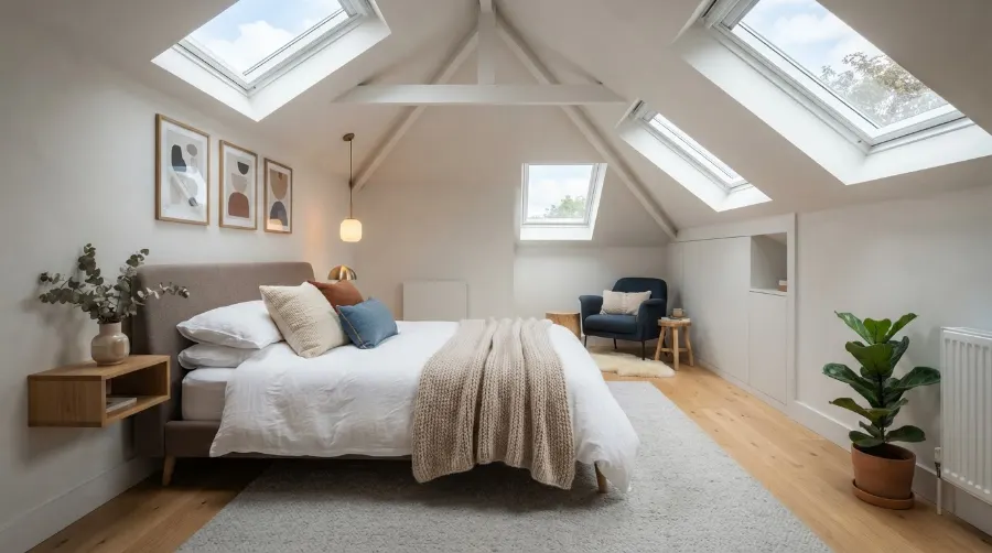 Combles aménagés en chambre par un plaquiste