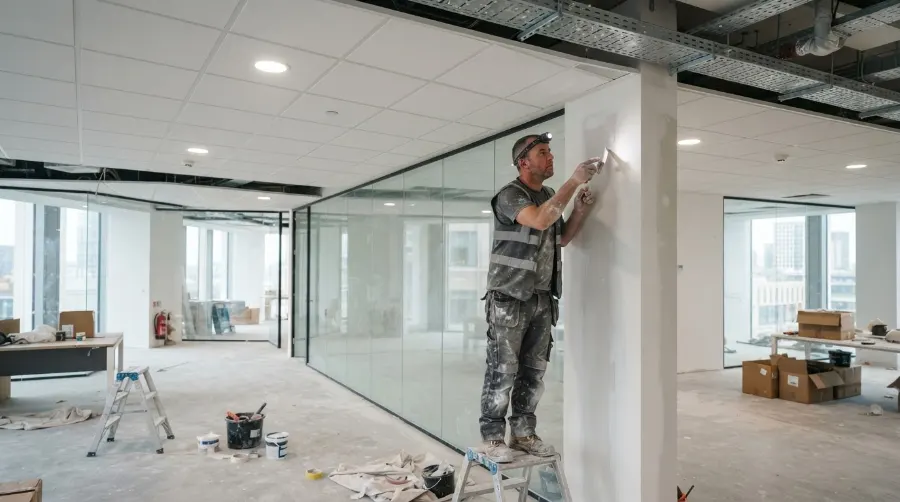Faux plafond acoustique dans des bureaux