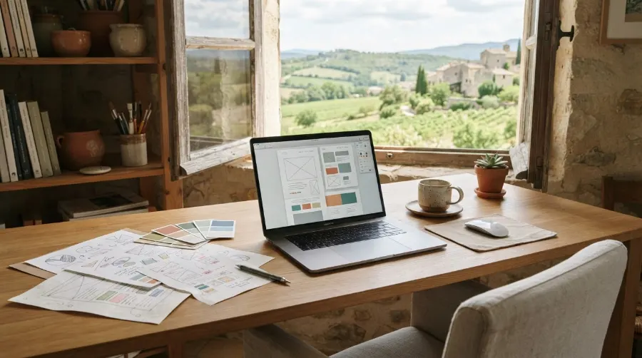 Bureau de travail de Serge-Jérôme Laverny, consultant SEO freelance