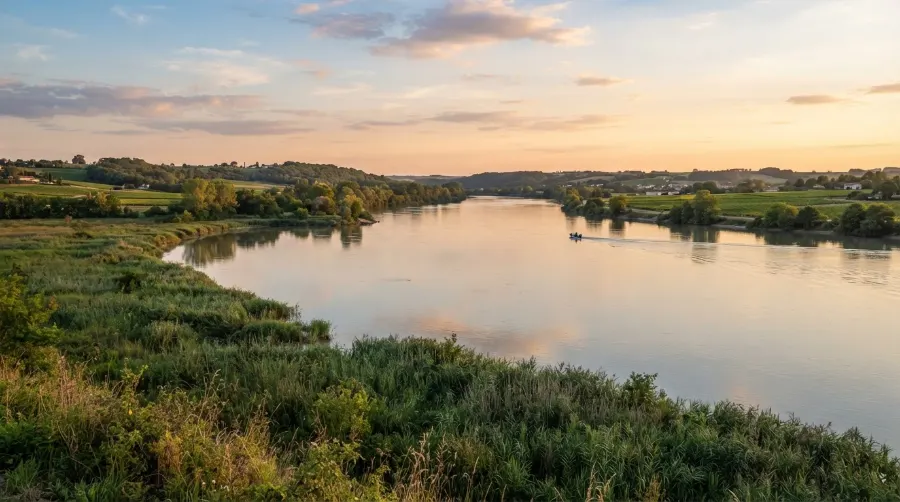 Paysage fluvial au nord de Bordeaux, entre Garonne et Dordogne, secteur d'Ambarès-et-Lagrave