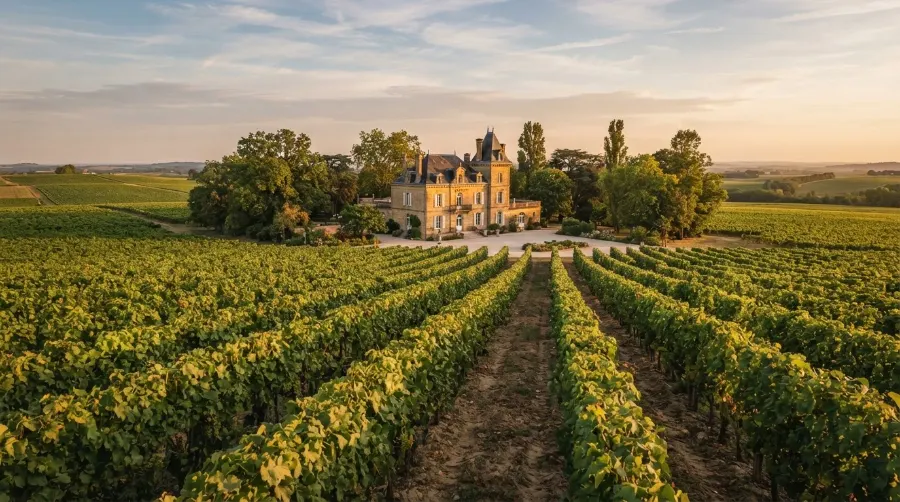 Vignes et domaine viticole dans le Médoc, secteur de Ludon-Médoc