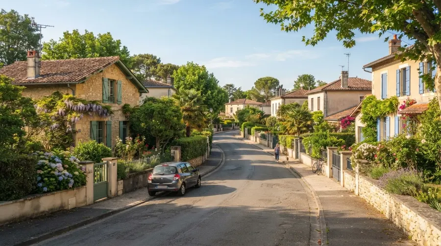 Rue résidentielle de la rive droite, zone d'intervention SEO autour de Bassens