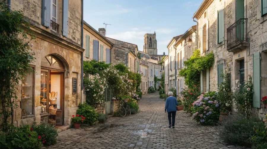 Rue d'une petite commune de Gironde, zone d'intervention SEO autour de Parempuyre