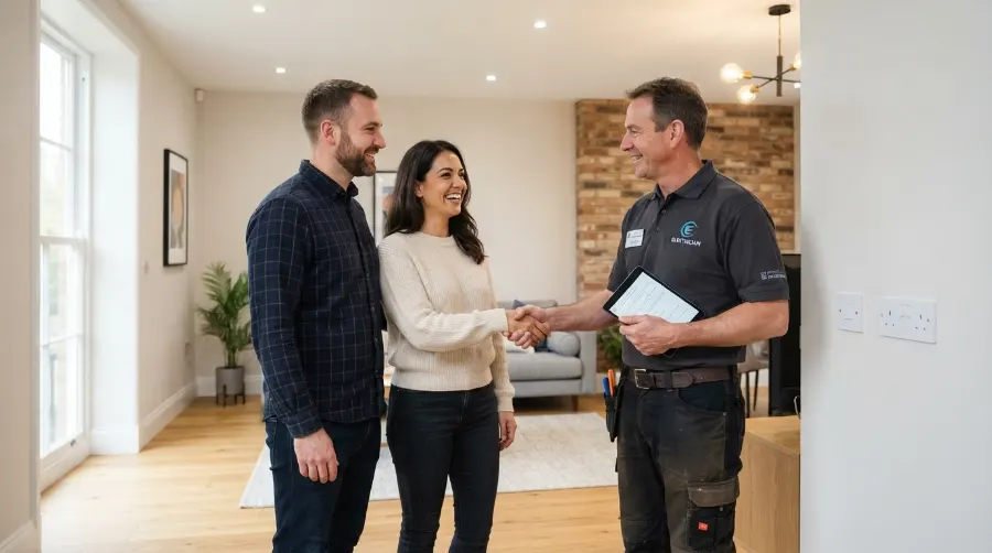 Rénovation électrique terminée, clients satisfaits