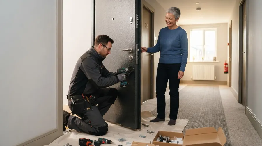 Installation d'une porte blindée par un serrurier