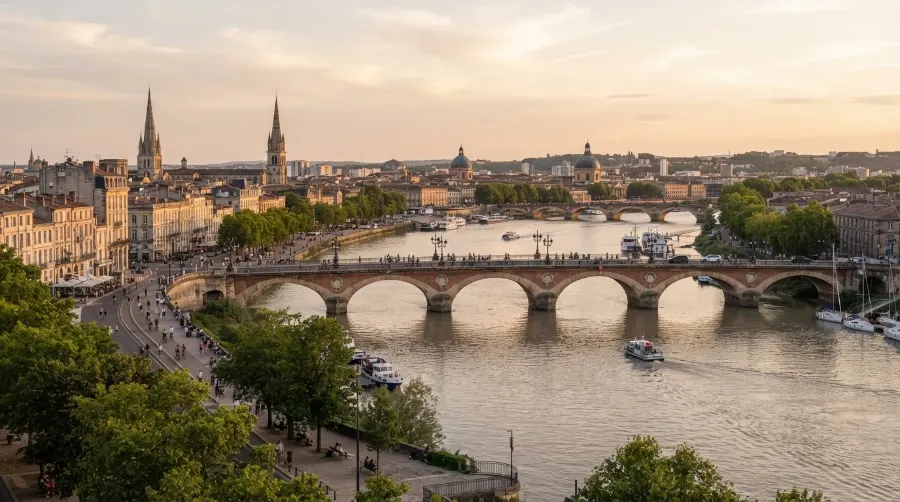 La Garonne et son pont en pierre dans l'Agenais