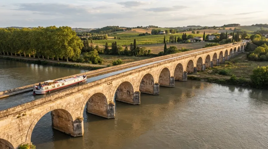 Pont-canal sur la Garonne en Lot-et-Garonne