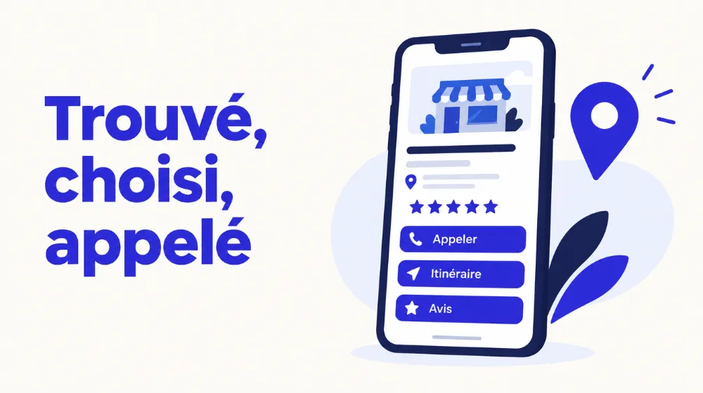 Fiche Google affichée dans les résultats locaux avec appel, itinéraire et avis